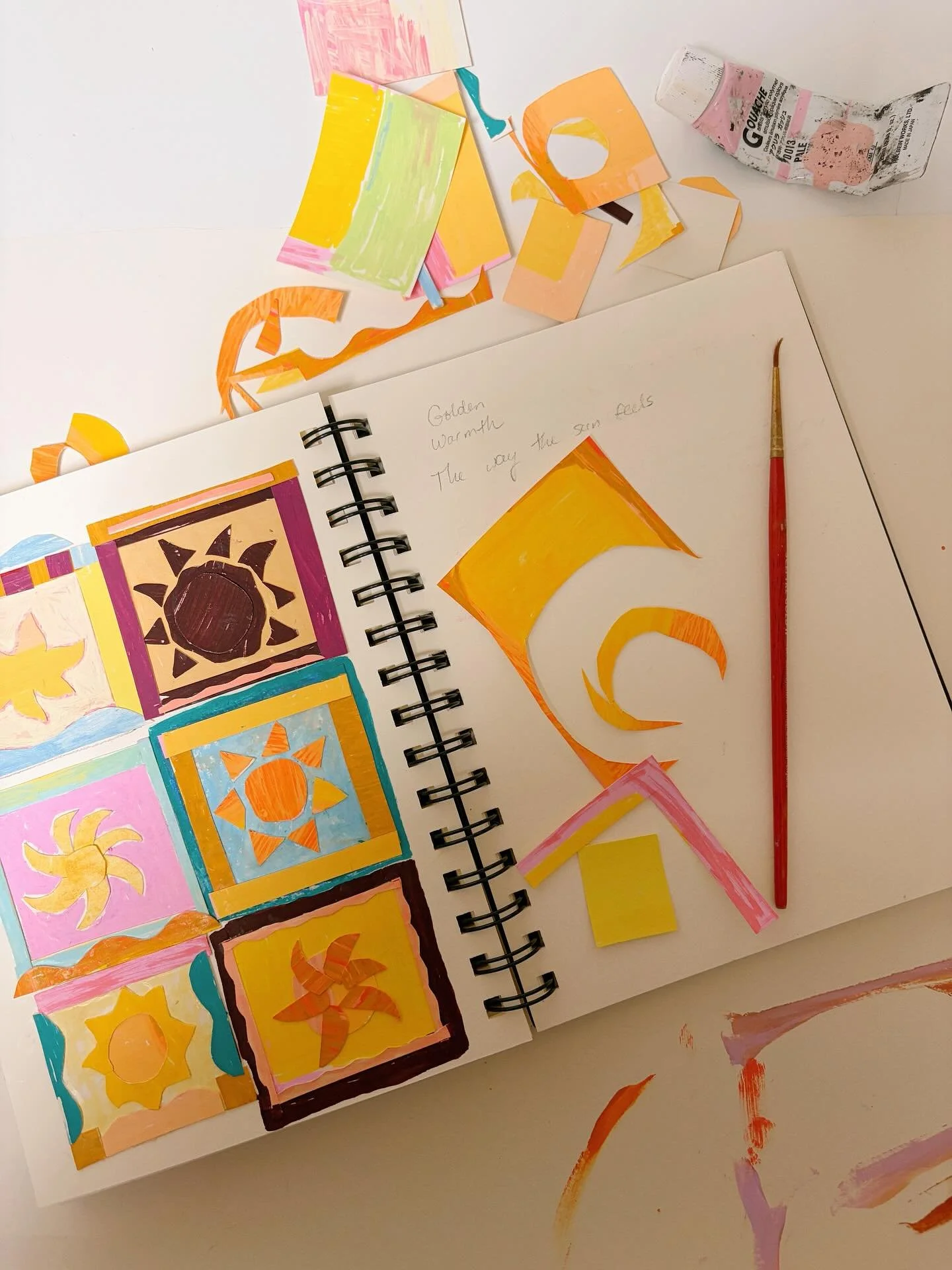 Sometimes an idea starts like this, scraps of painted paper, colors I can&rsquo;t stop thinking about and an afternoon of experimenting in my sketchbook.

This page became the inspiration for a collection of paintings I&rsquo;m currently working on&h