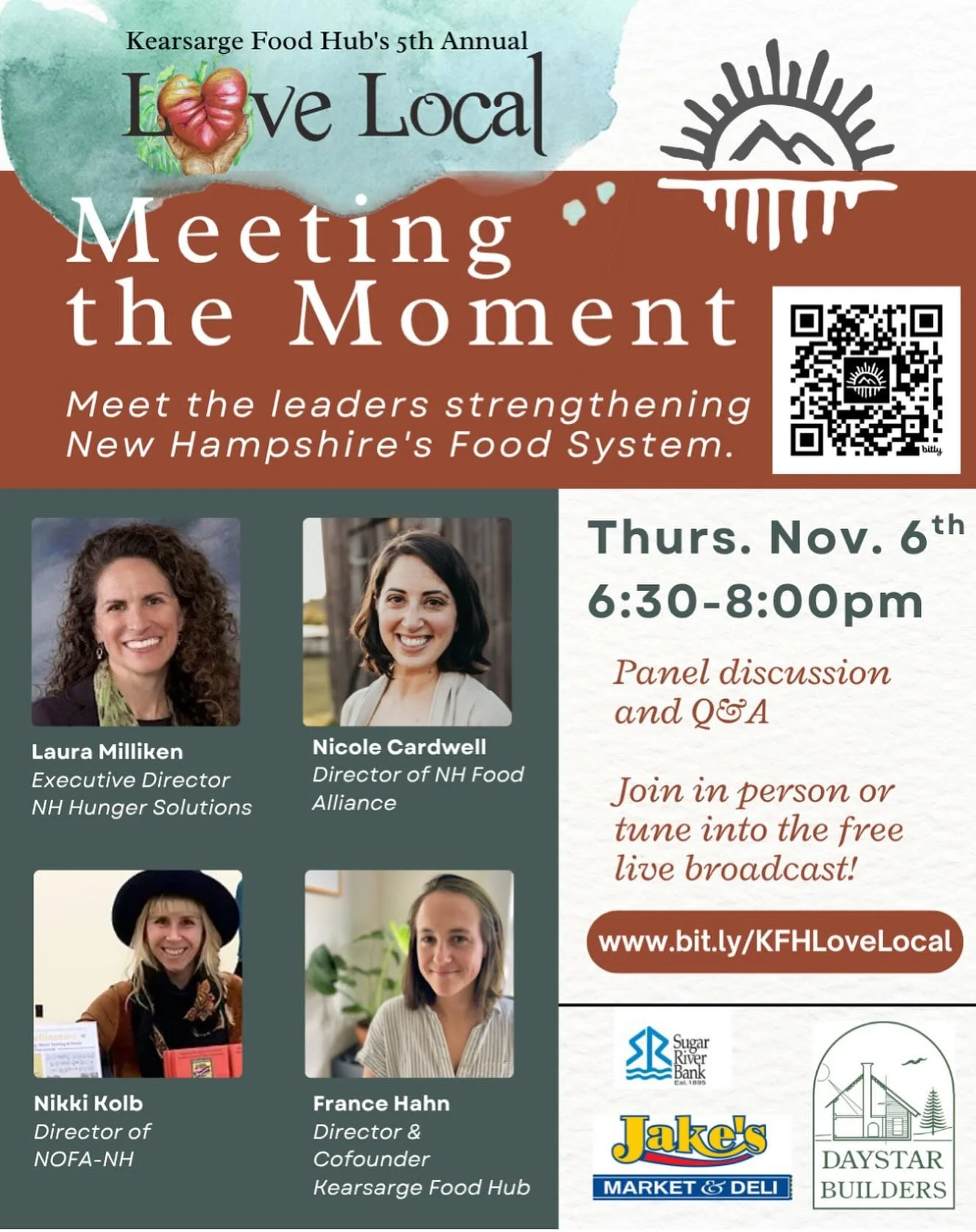 Meet the changemakers strengthening New Hampshire's Food System during this panel discussion with live Q&A put on by @kearsargefoodhub (5th Annual!!)
There are LIMITED spaces to join us in person for this event, with a special reception before t