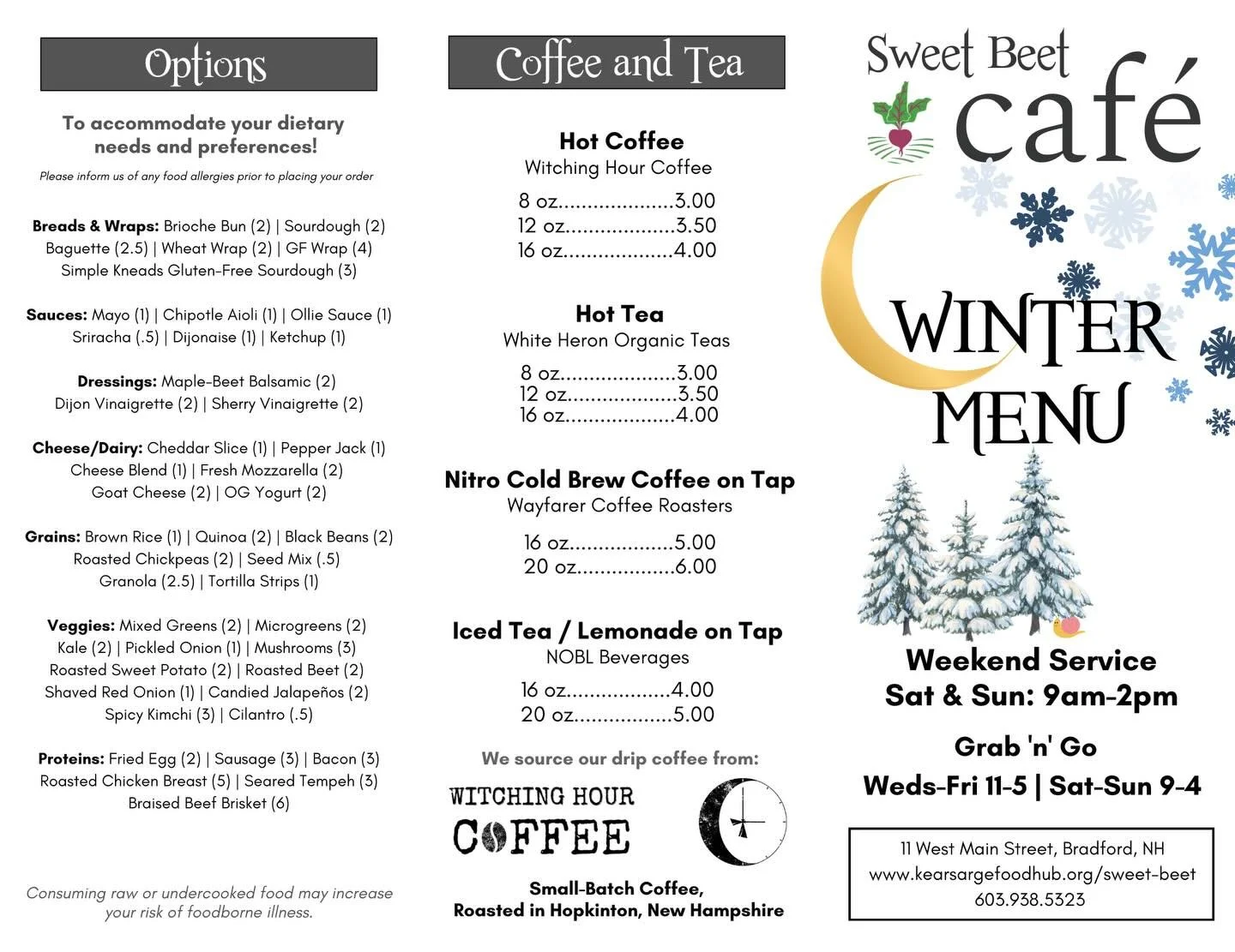 ❄️ A change of season (and a New Year!) means a change of menu here at Sweet Beet Cafe. 

🍠 Shifting into winter means creative new menu items with the new produce we have most abundant access to!

🧑🏻&zwj;🌾 Eating with our seasons  means we get t