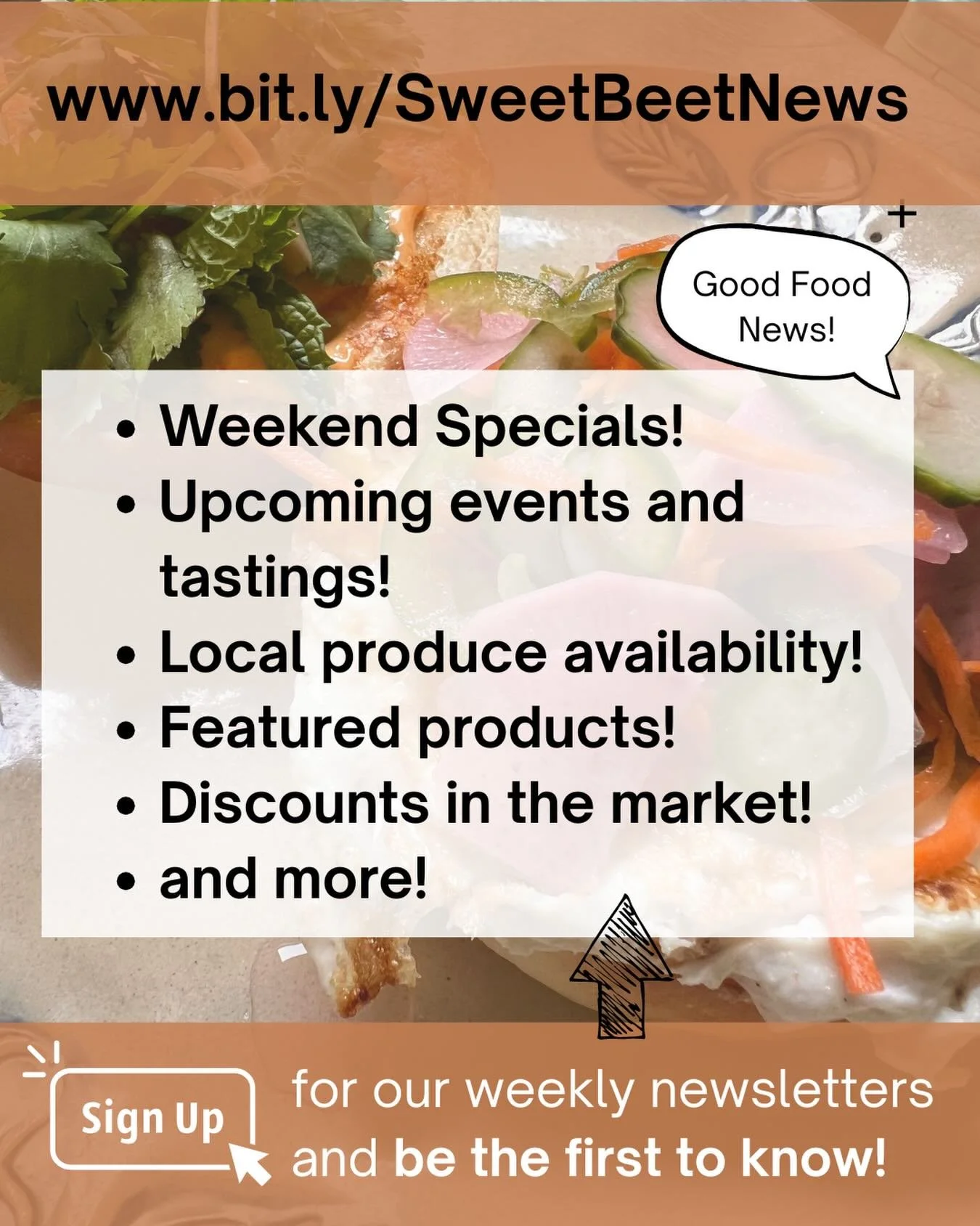 Be the FIRST to know!!!! Link in our bio to sign up to get our weekly newsletters straight to your inbox 📨 😊

With weekly specials and fresh produce offerings changing every week, you definitely don't want to be out of the looop with all things fre