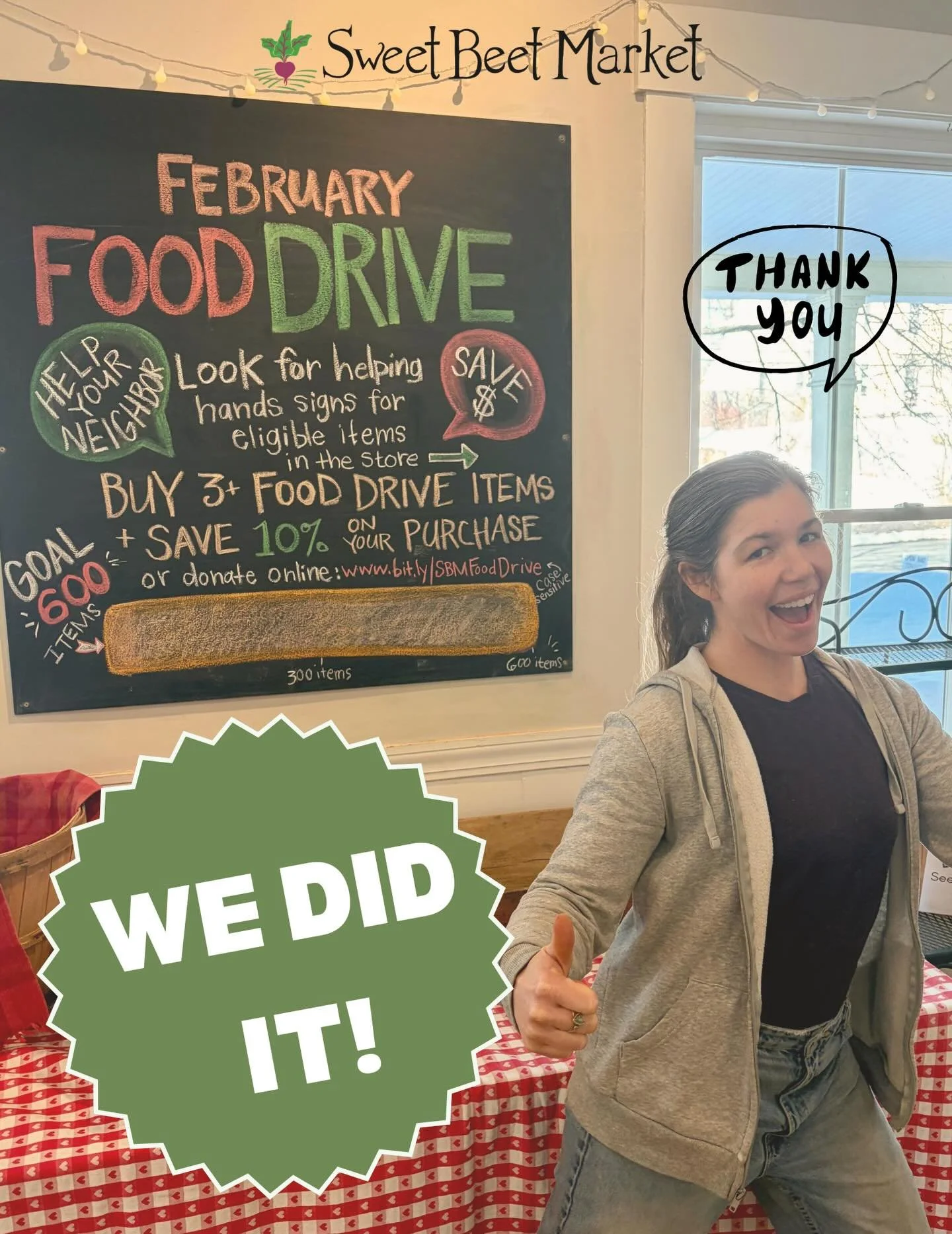 YOU did it!!! Thank you for helping us reach our February Food Drive goal! Our goal was 600 items and as a community we collected 640+ items! 

Special shout out to @edgewaterfarm for dropping off an abundance of fresh carrots, shallots and potatoes 