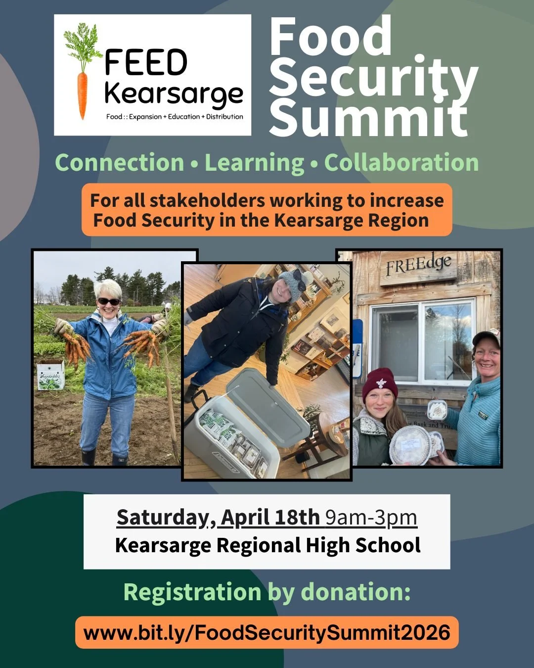 How do we move from feeding people to ending hunger to building resilient local and regional food systems that nourish all of us? 

Join us at the Food Security Summit on Saturday, April 18th from 9:00am&ndash;3:00pm at Kearsarge Regional High School