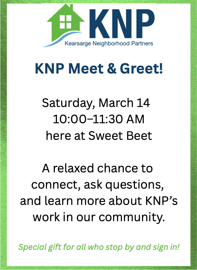 KNP Volunteer Meet and Greet at Sweet Beet Market + Cafe