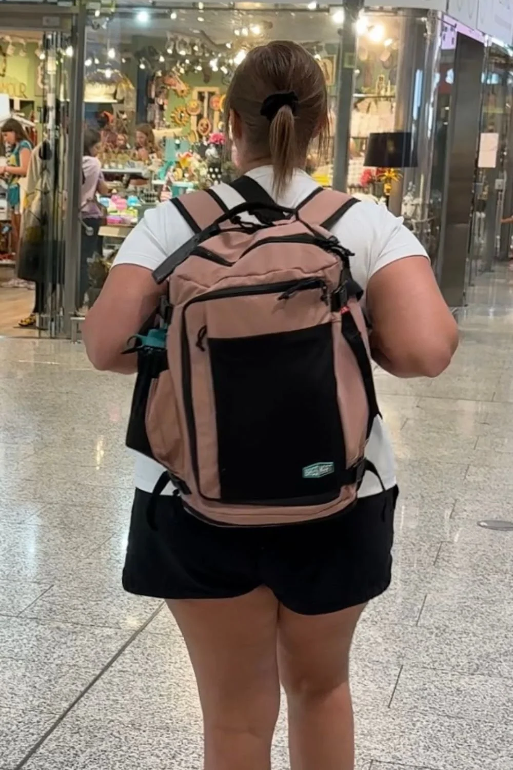 Katie Rockey with her backpack