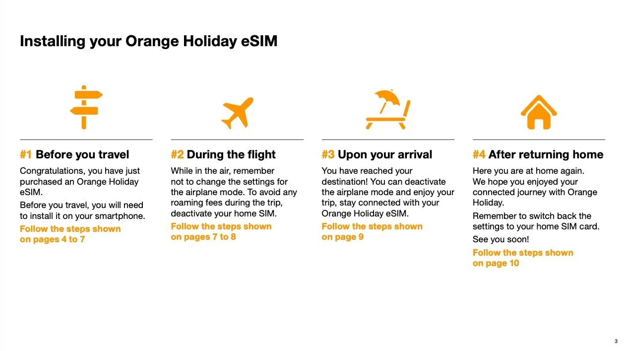 Instructions installing an eSim with Orange Travel