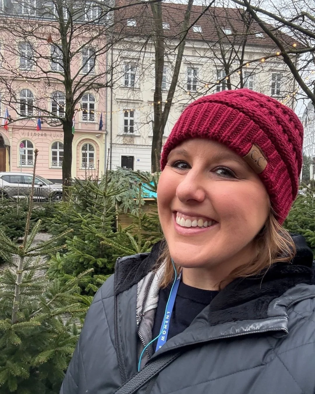 Katie Rockey smiling outside in Bratislava, Slovakia