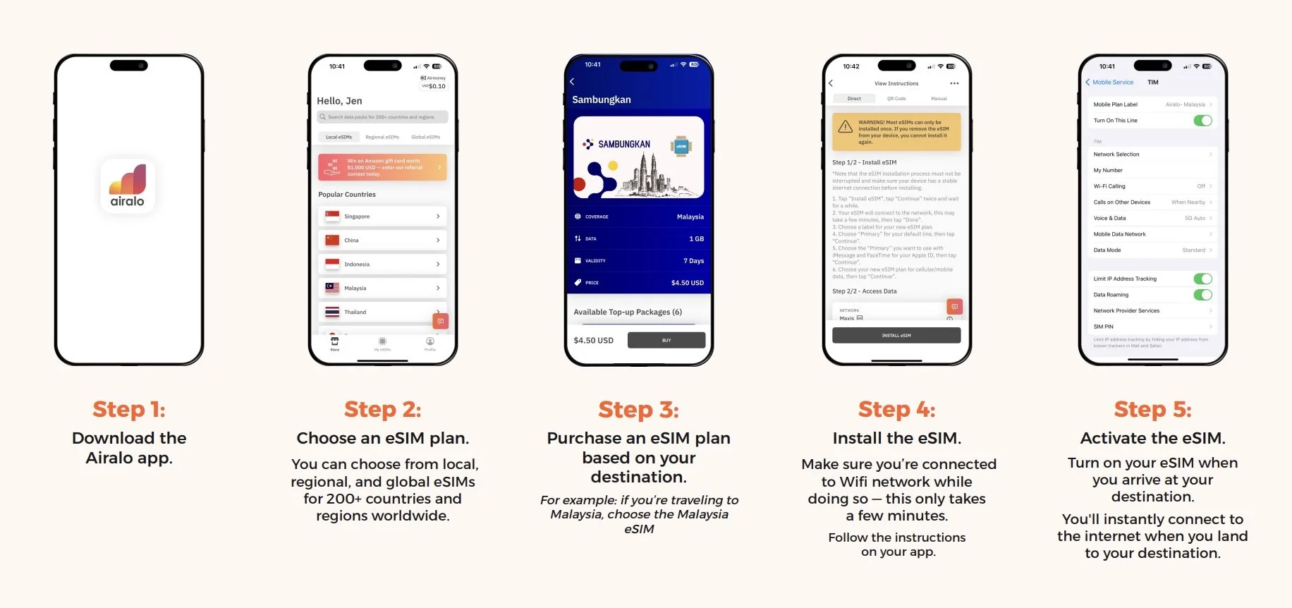 Step by step guide to installing Airalo's eSIM
