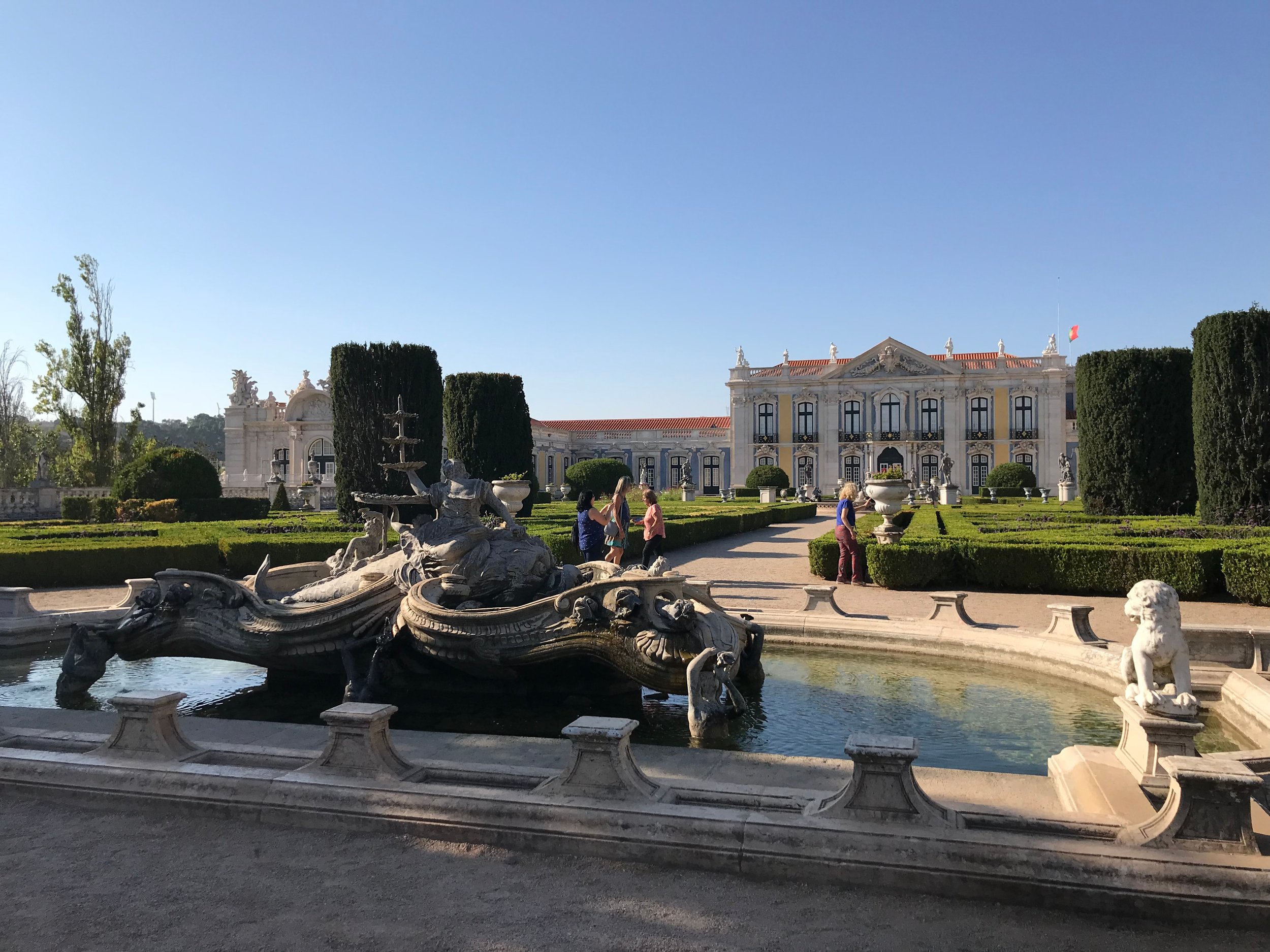 Queluz National Palace, an ornate 18th-century royal residence near Lisbon, Portugal.