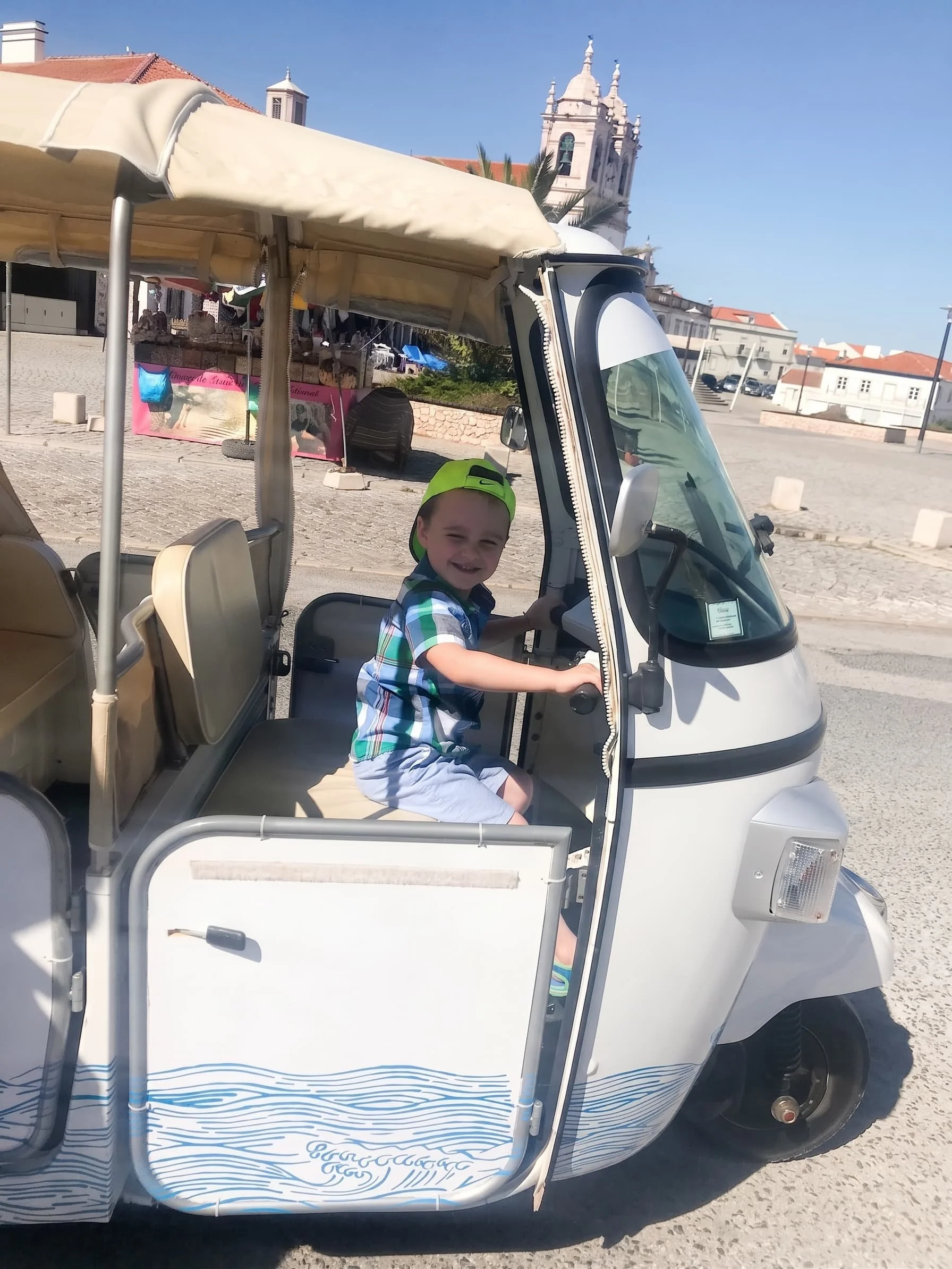 Tuk-tuk ride through Nazaré, Portugal.