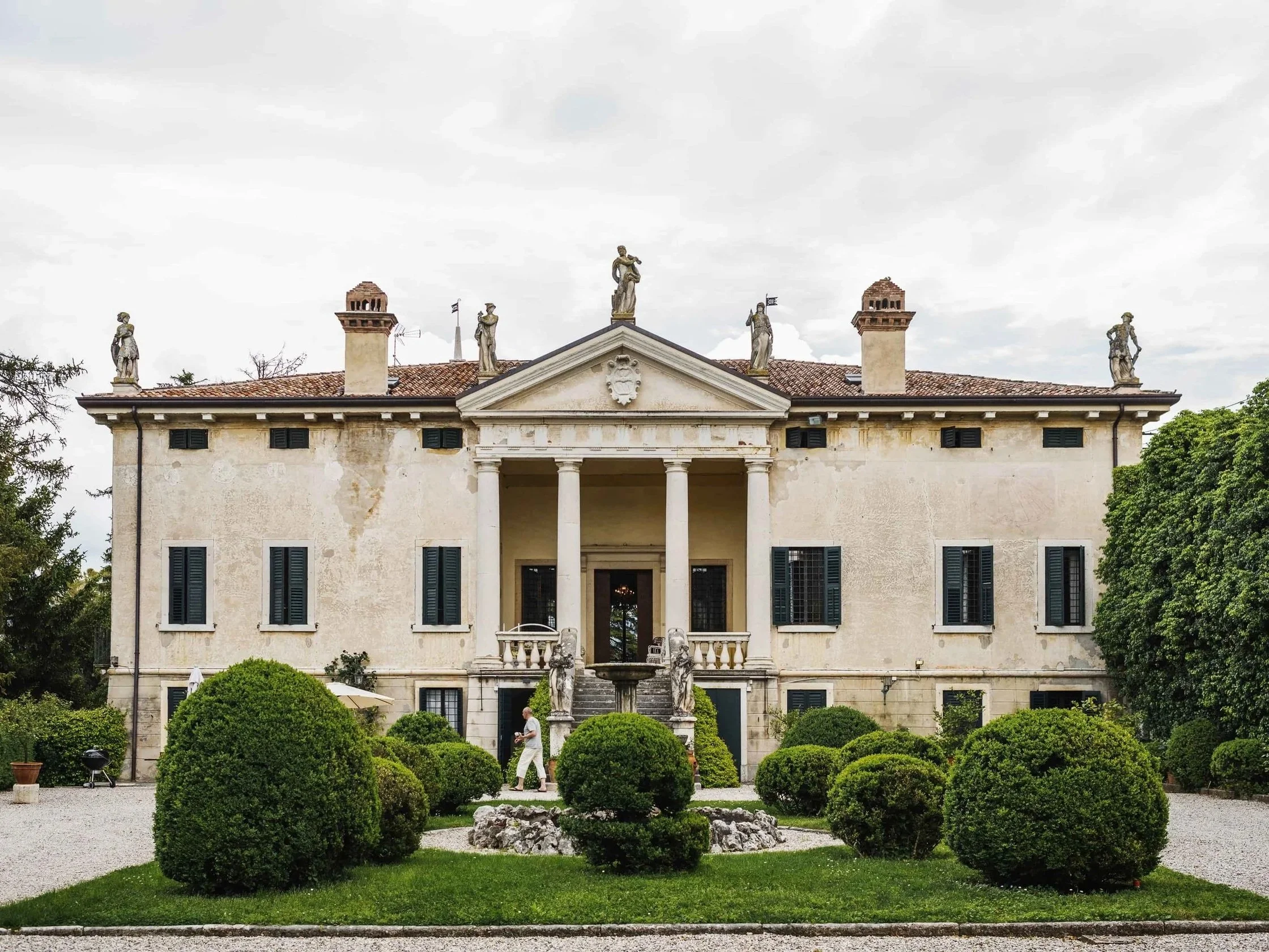 Palladio's Villa La Rotonda outside Vicenza, surrounded by cypress trees.