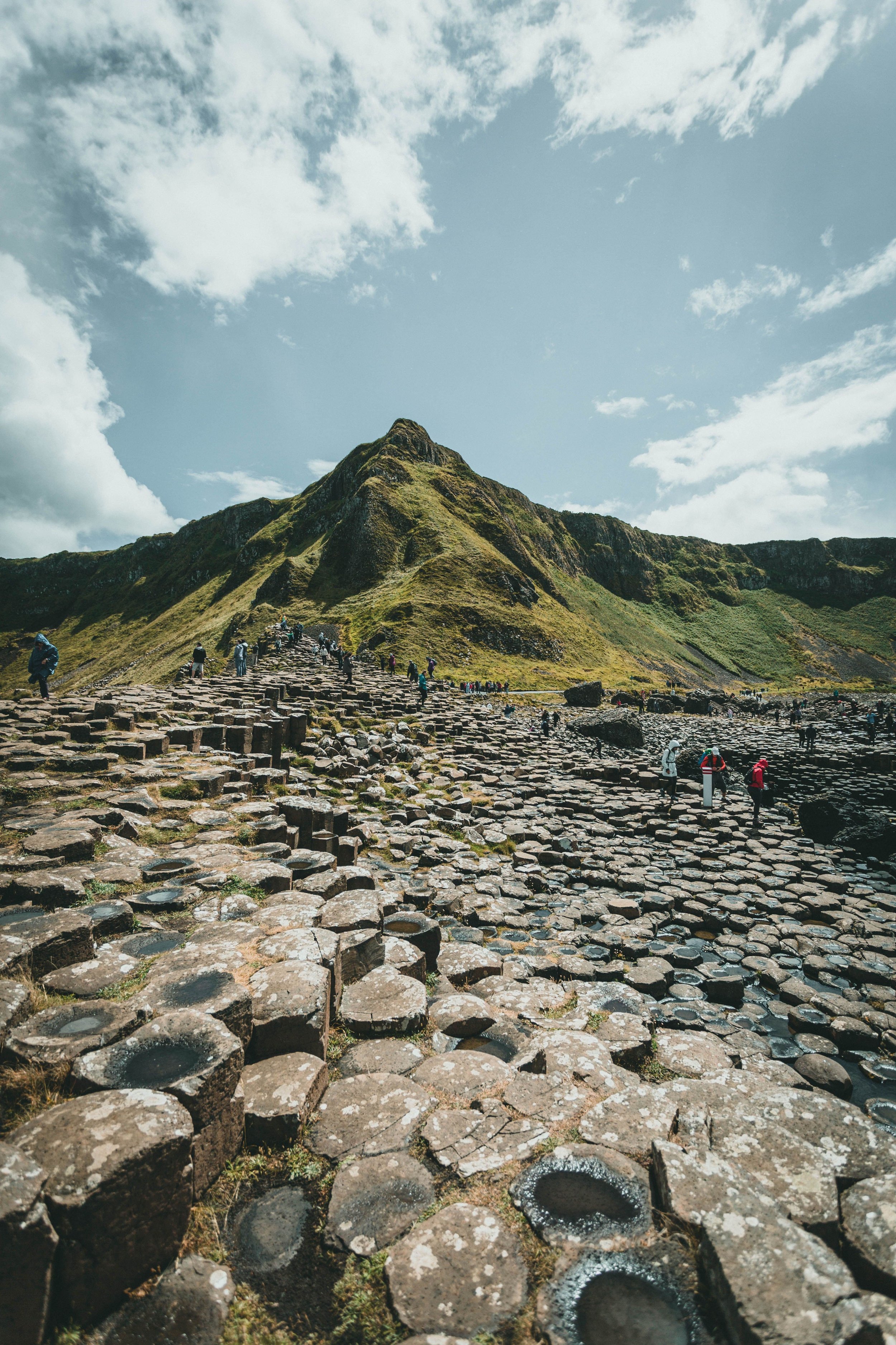 Giant’s Causeway, Northern Ireland, featuring dramatic basalt columns along the rugged Atlantic coast.