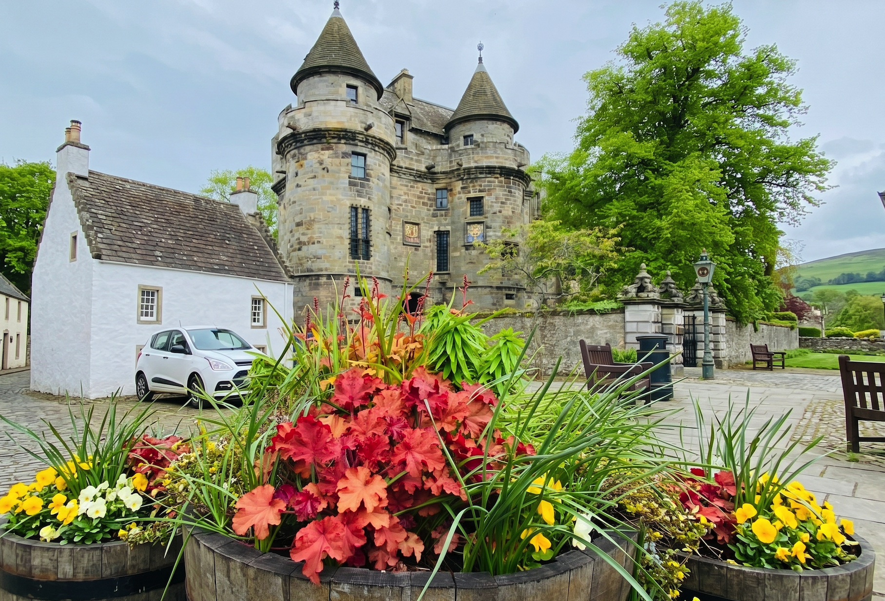Falkland village cobbled street, Fife, Scotland