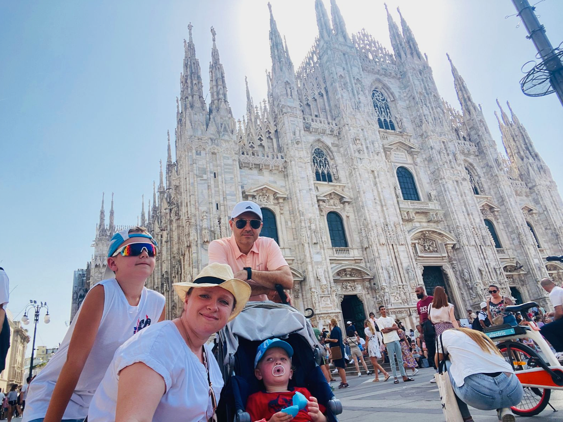 Milan Cathedral (Duomo di Milano) in Piazza del Duomo, Milan, Italy, featuring its iconic Gothic façade and intricate marble spires.