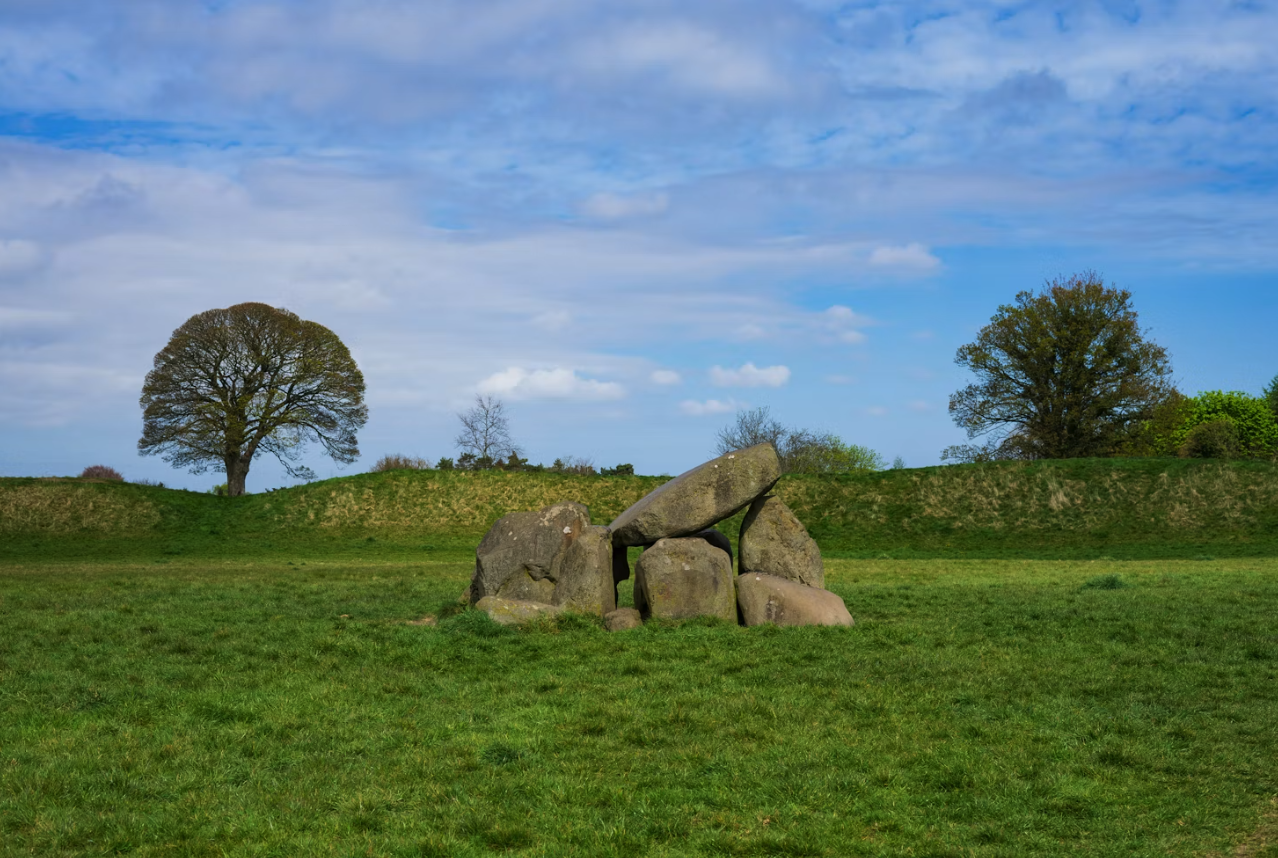 The Neolithic portal tomb at the Giant’s Ring near Belfast, Northern Ireland, is an ancient stone monument set within a prehistoric henge.