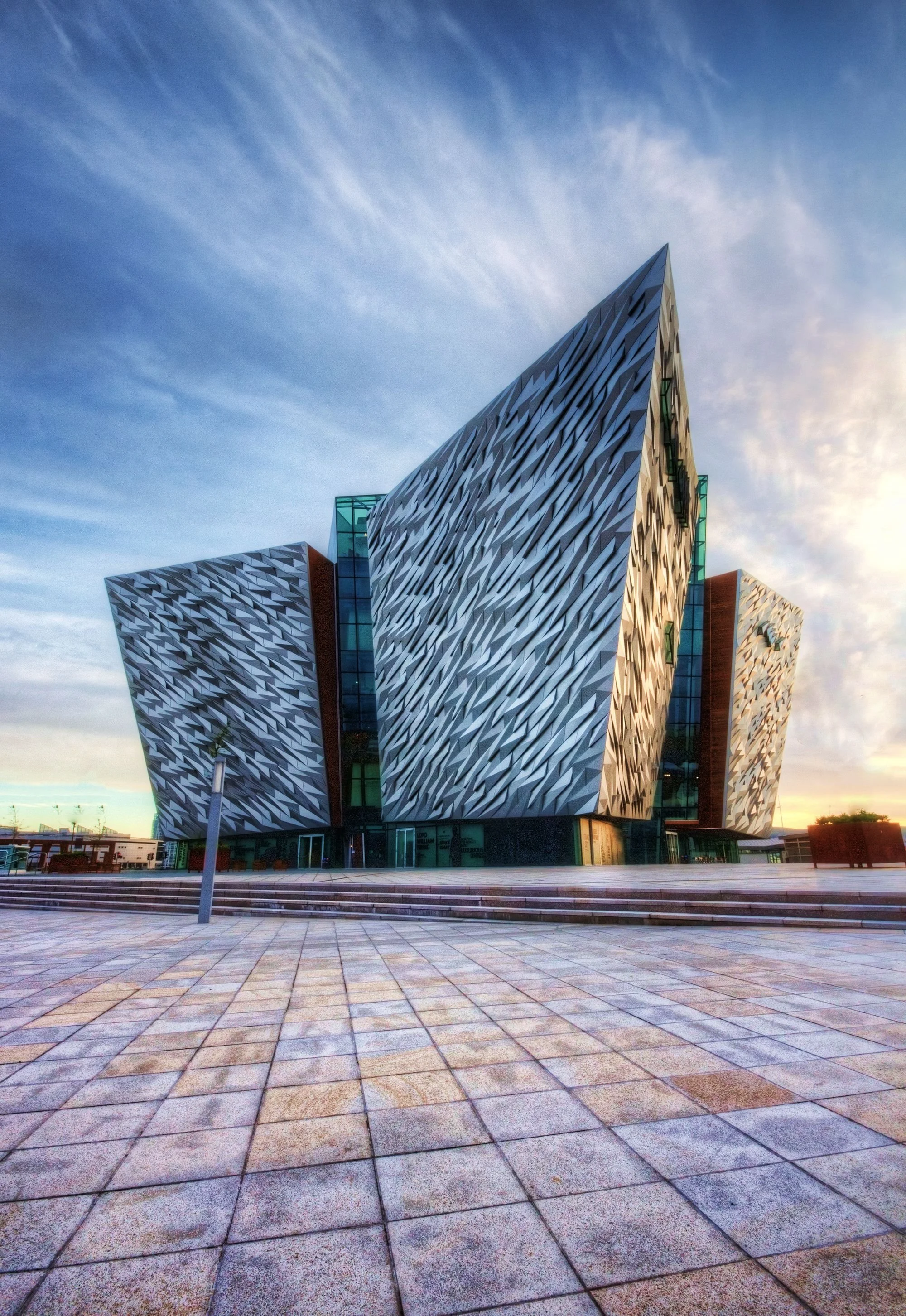 Titanic Belfast in Belfast, Northern Ireland, an iconic maritime museum known for its striking ship-inspired architecture.