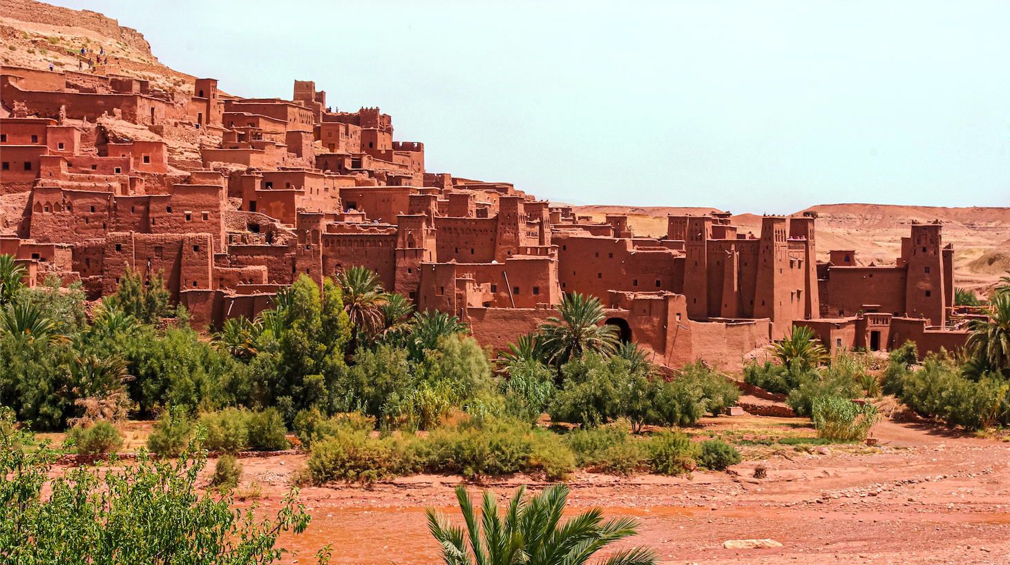 Aït Benhaddou fortified village kasbah built with clay architecture in Ouarzazate province Morocco