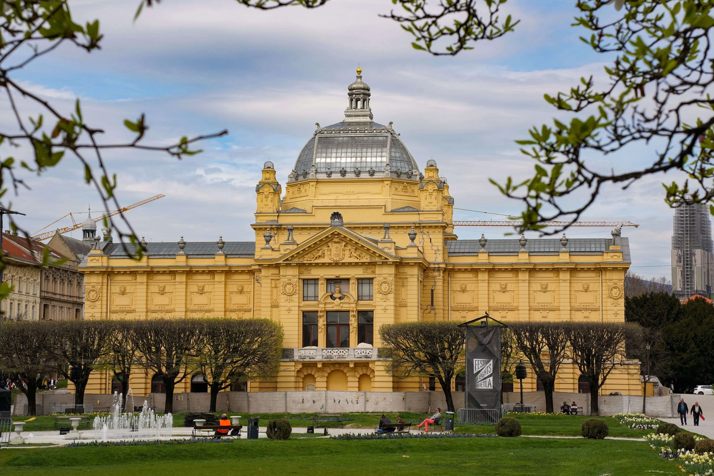 Art Pavilion in Zagreb, Croatia, an iconic historic building surrounded by lush greenery in the city center.