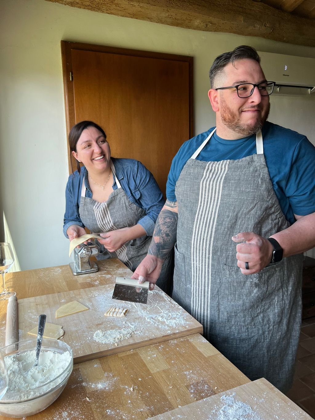Chef Melina teaching a hands-on Italian cooking retreat in Emilia Romagna