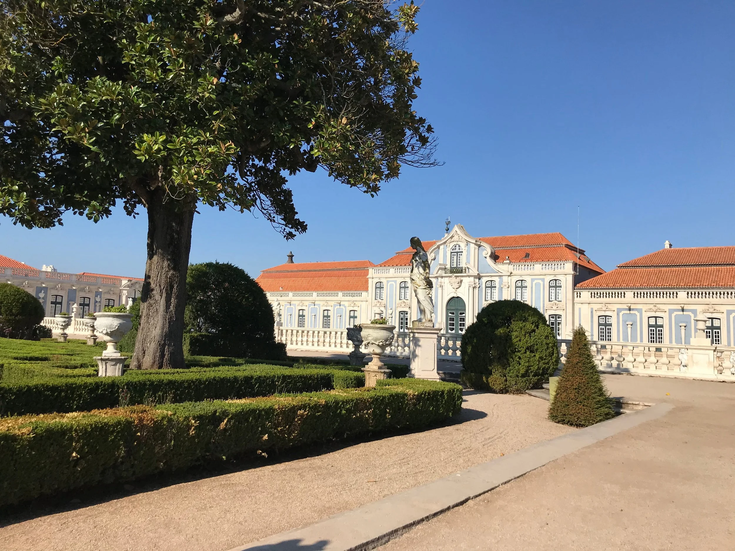 Queluz National Palace and its formal gardens near Lisbon, Portugal.