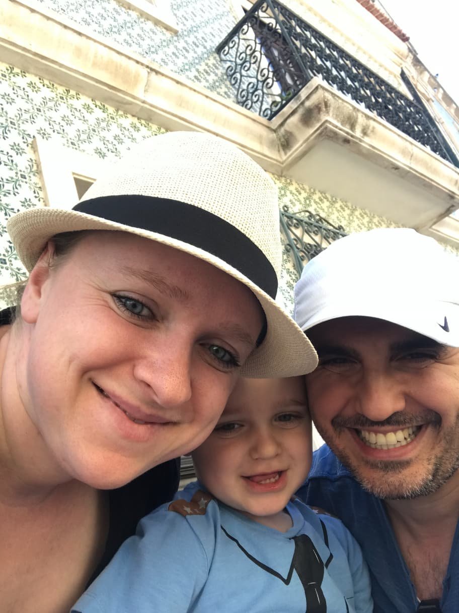 Anna and Oleg traveling with kids in Portugal.