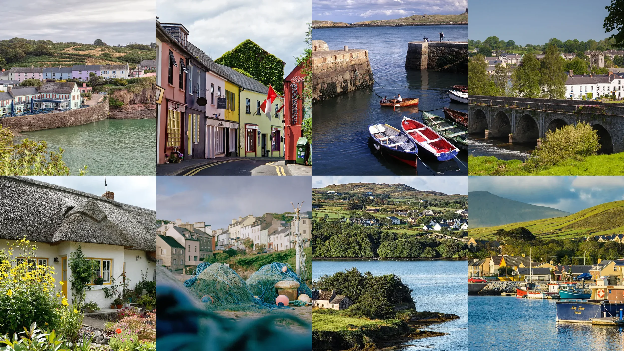 Traditional villages and small towns across Ireland, known for charming cottages, historic buildings, and old pubs.