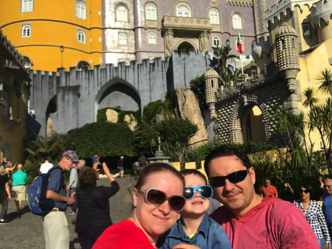 Anna Fishman and family at Pena Palace in Portugal.