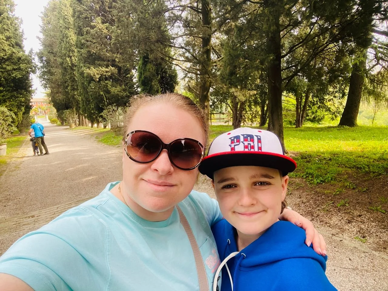 Enjoying the lovely spring weather in Italy.