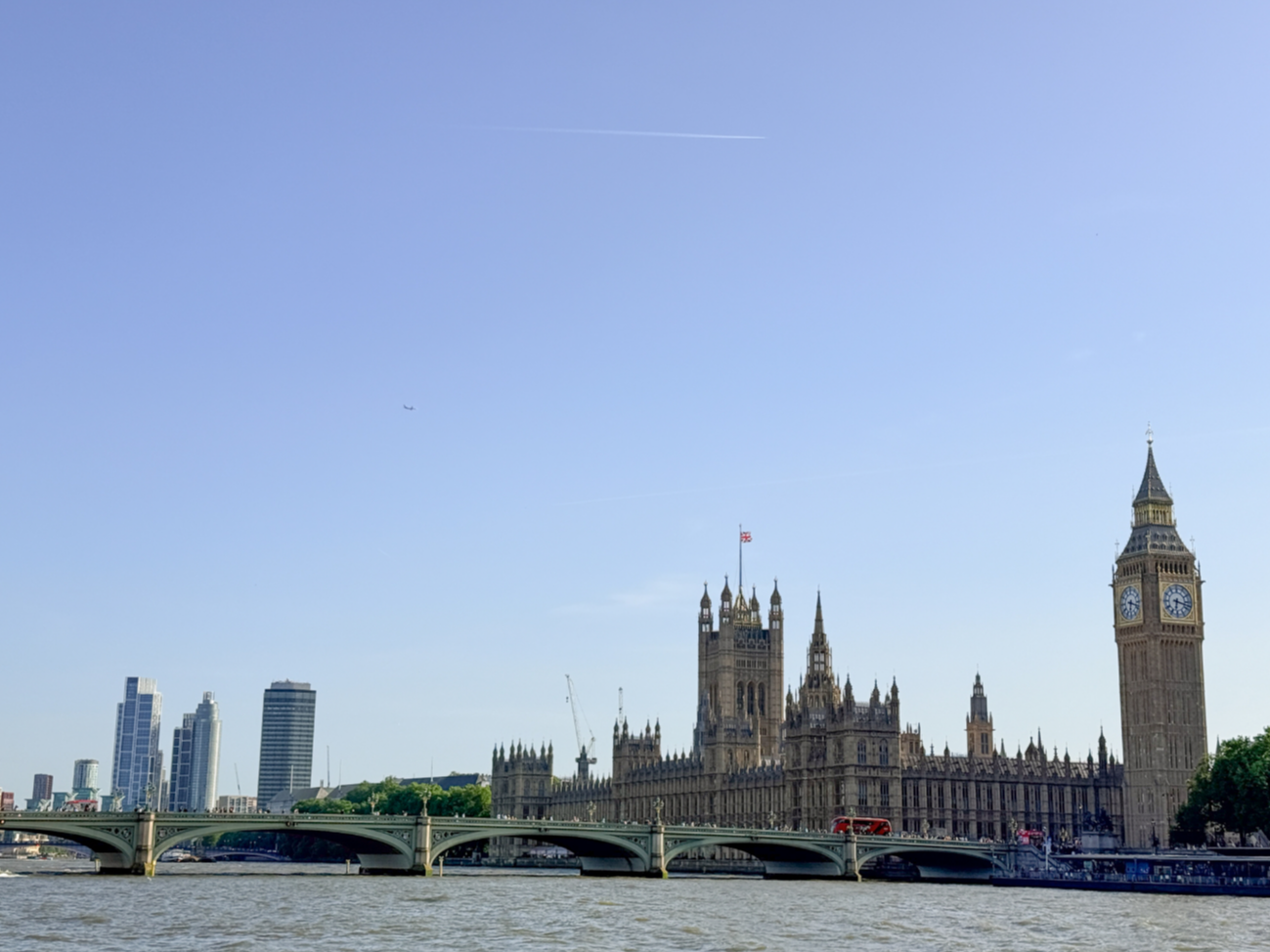 Palace of Westminster and Elizabeth Tower, commonly known as Big Ben, on the River Thames in London, England.