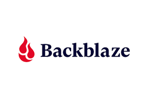 Backblaze logo featuring red flame design and text
