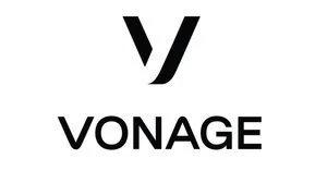 Vonage logo with stylized "V" design above the brand name.