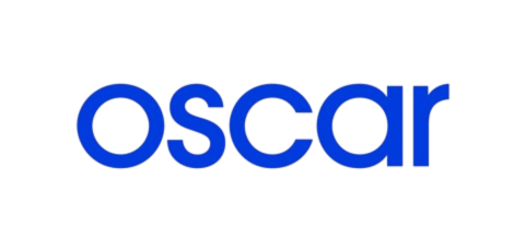 The word "oscar" written in lowercase blue text on a black background.