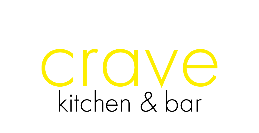 The word 'crave' written in yellow lowercase letters on a black background.
