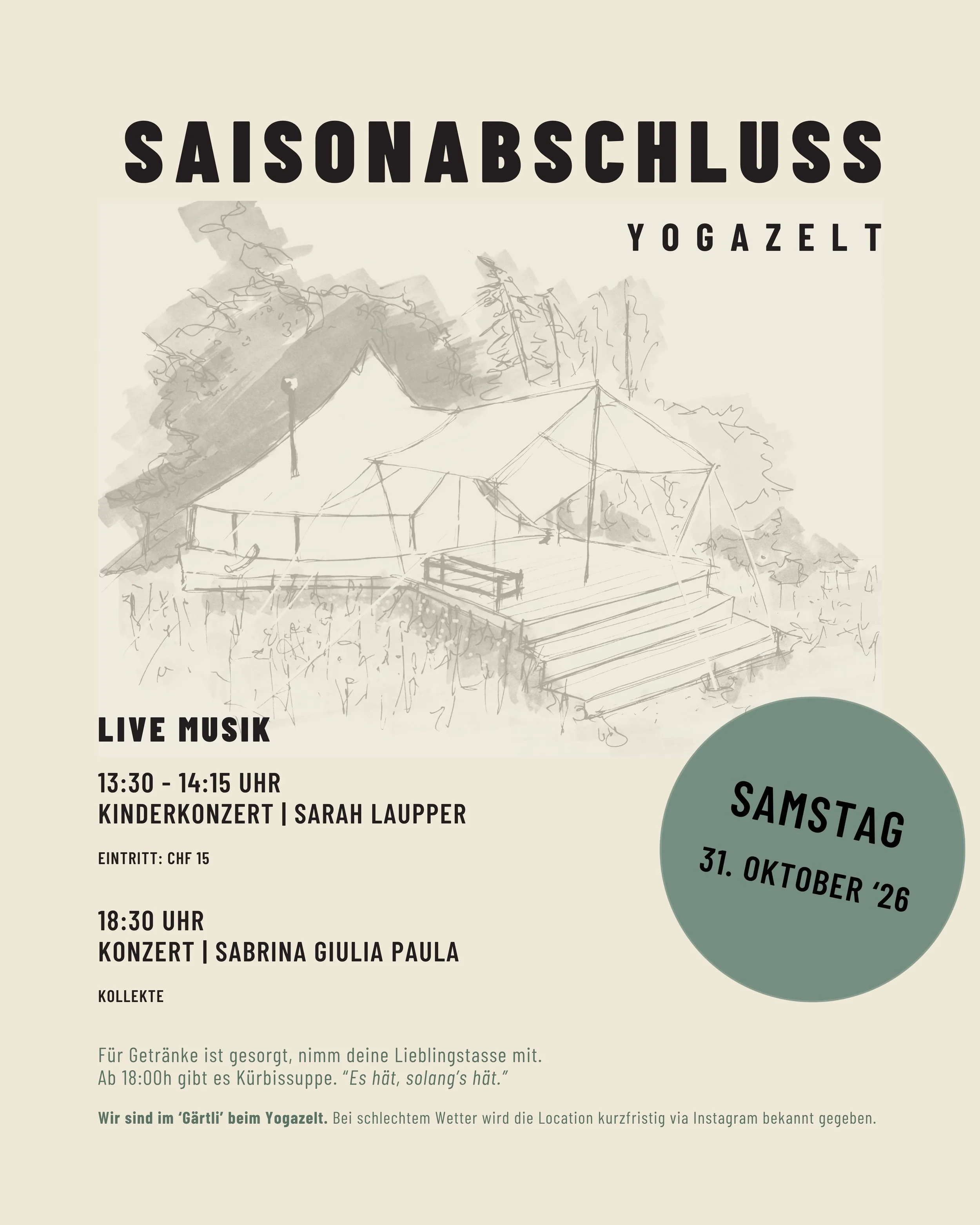 Saisonabschluss Yogazelt