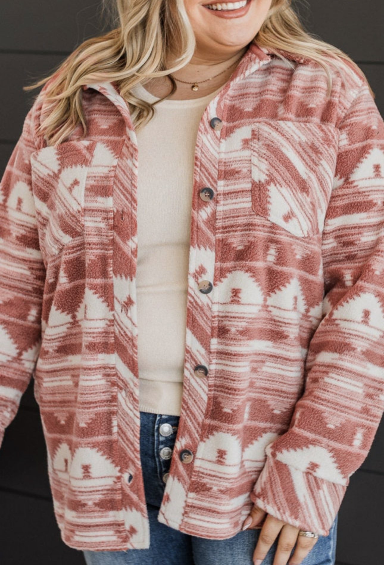 Pink Aztec Shacket Plus Size
