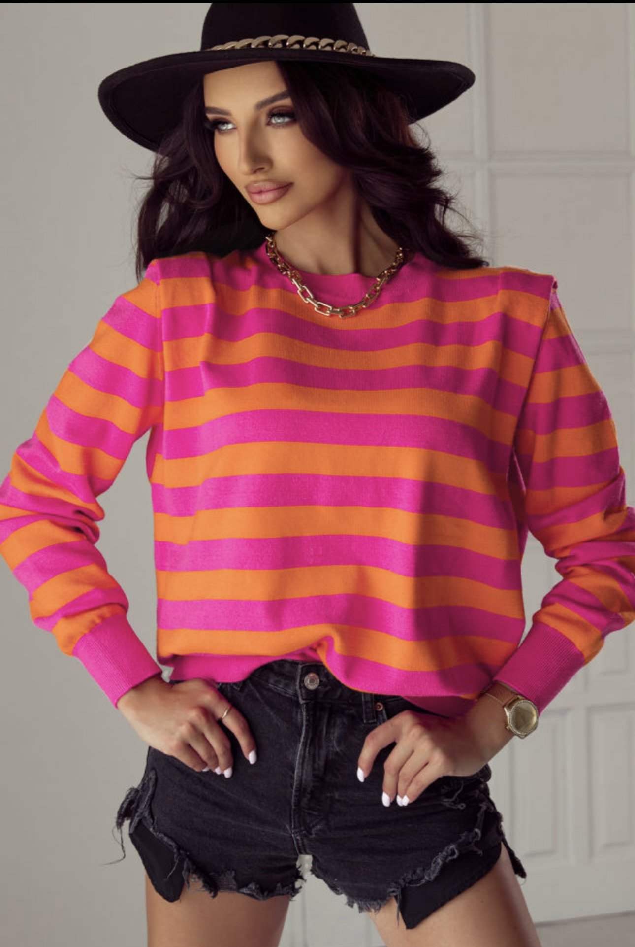 Rose Stripe Sweater Top