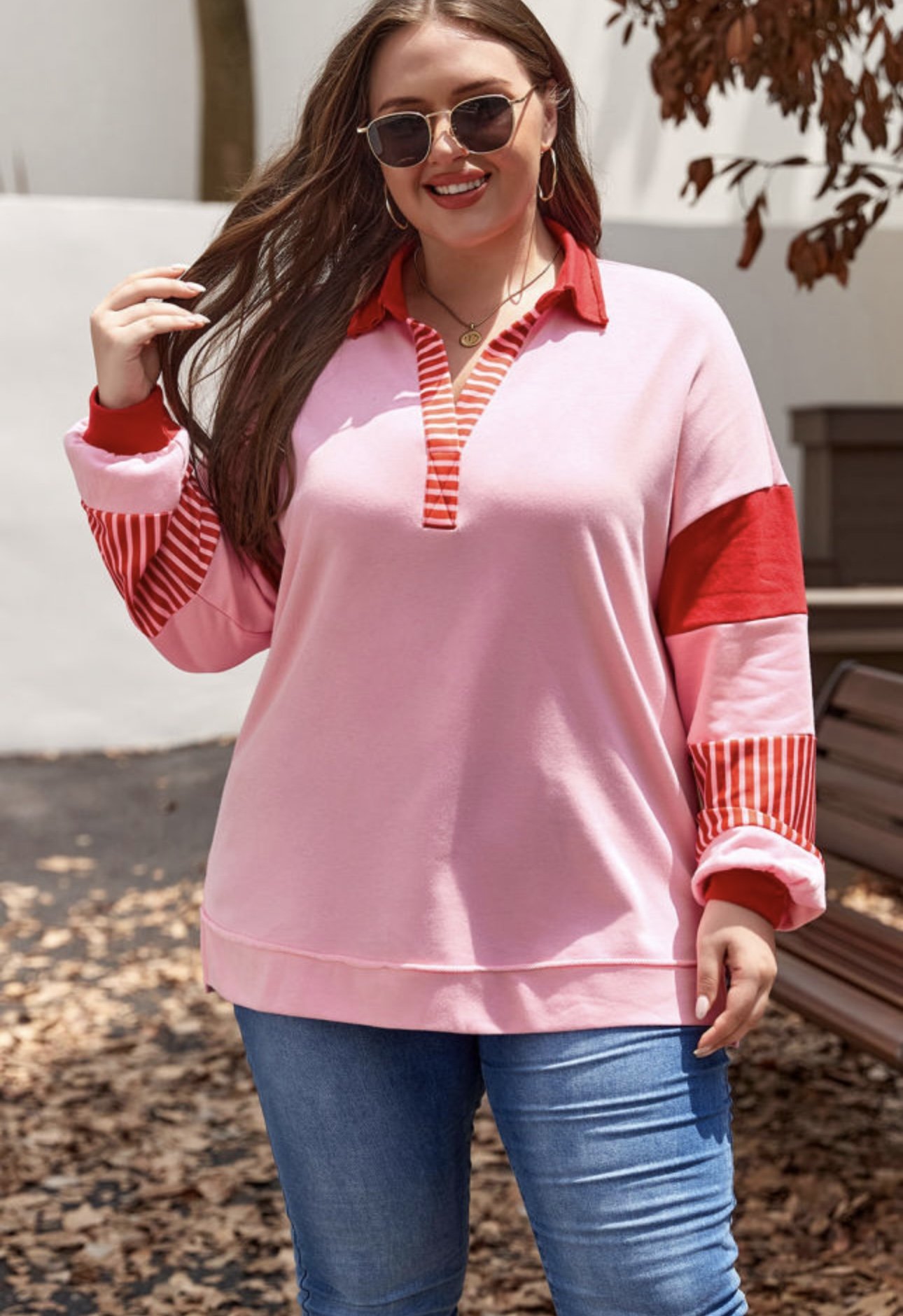 Rose Striped Sweatshirt