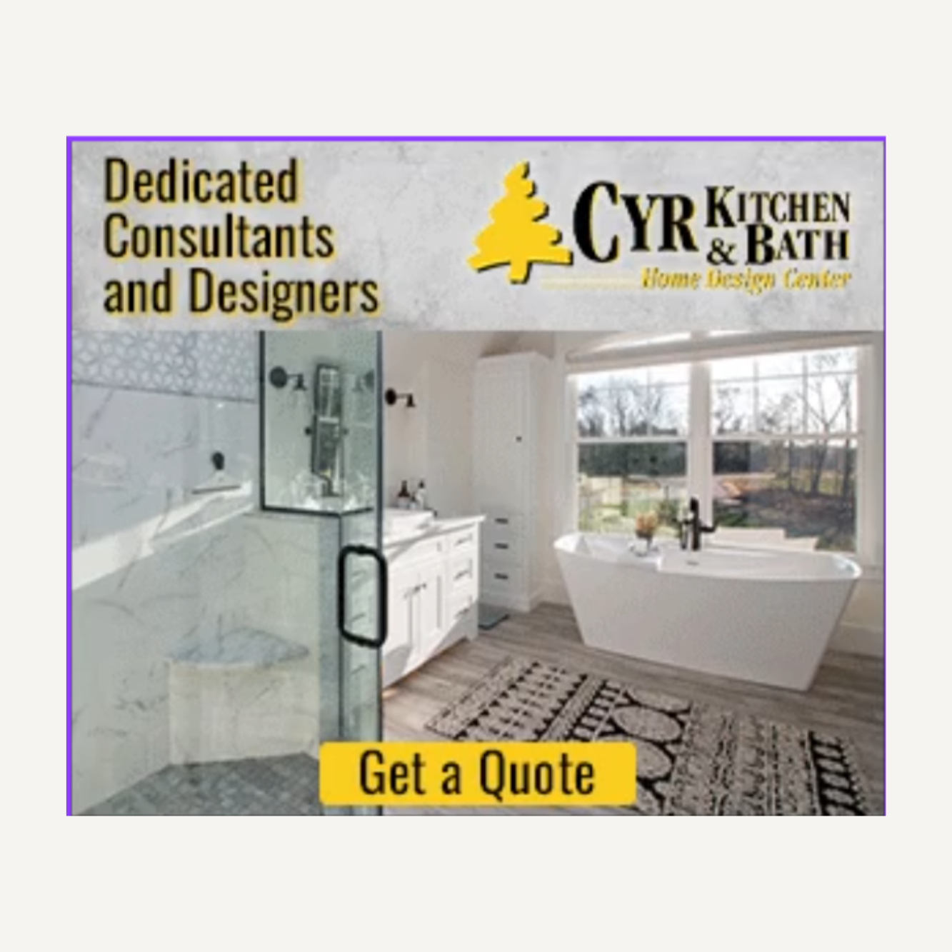 Previous Cyr Kitchen & Bath advertisement design before brand refresh.