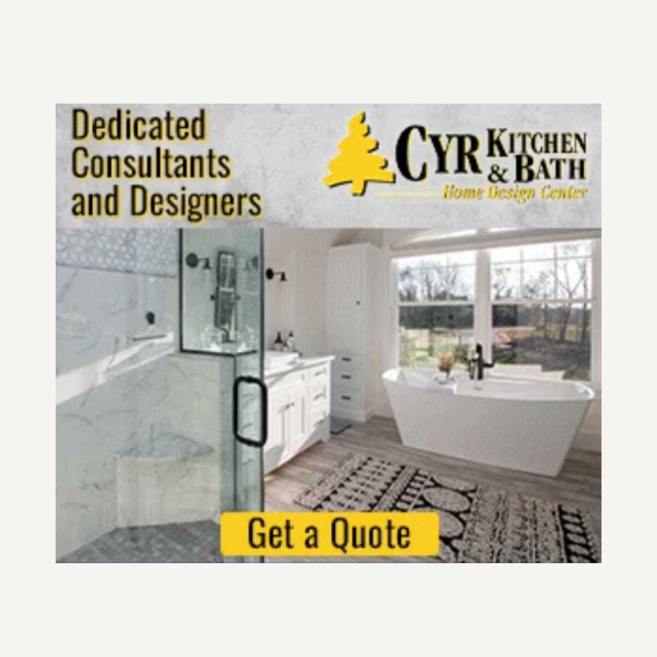 Previous Cyr Kitchen & Bath advertisement design before brand refresh.