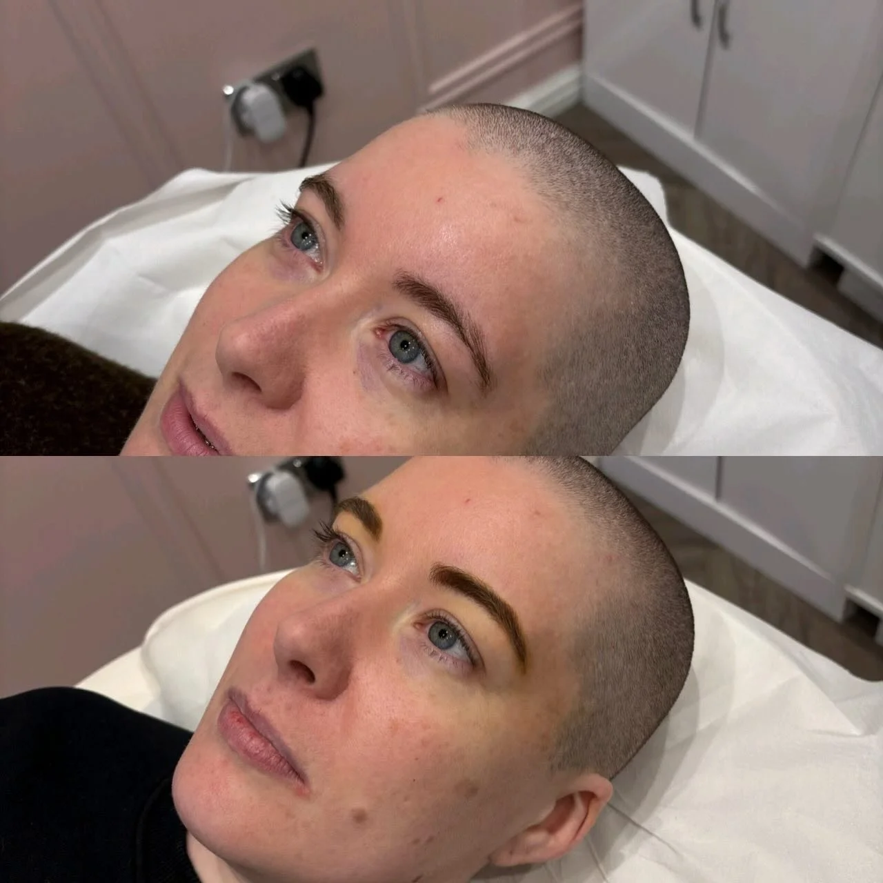 Gorgeous powder brows to softly fill in any gaps and enhance an already great natural brow ✨ beautifully balanced and tailored just for her features. 
And can we talk about the client for a second? Absolute dream client. The nicest lady ever, such a 