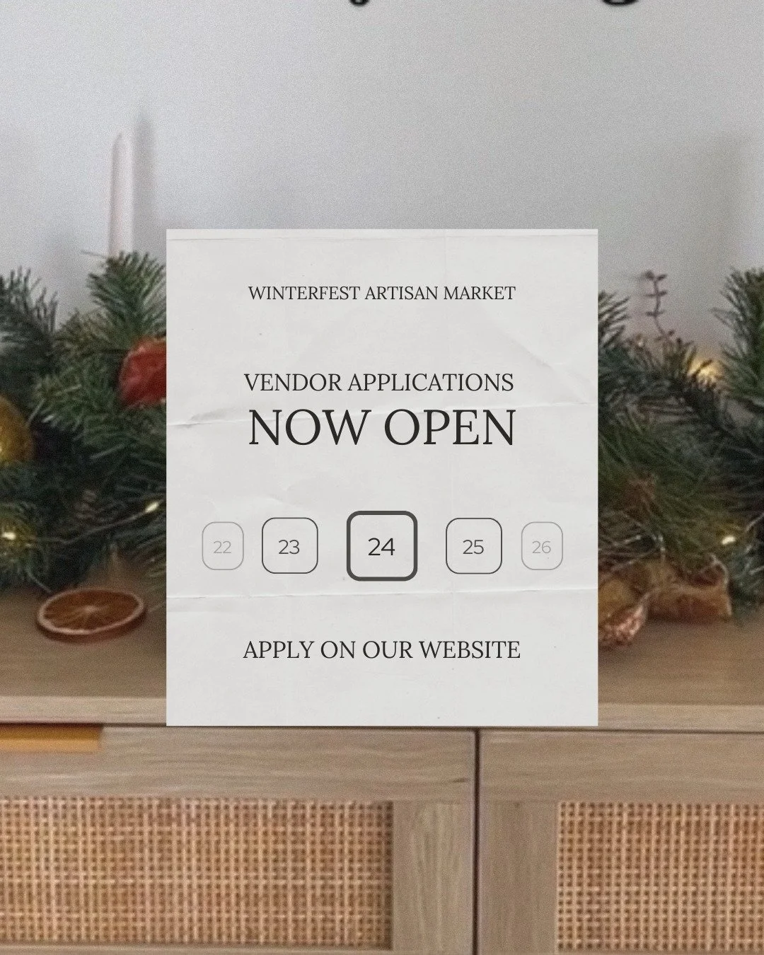 ❄️ Vendor applications for our Winterfest Artisan Market are now OPEN! ❄️
ㅤ
We&rsquo;re calling all artisans, handmade small businesses, and creators to join us for a festive market full of twinkle lights, local goods, and cozy community vibes. ✨🎄
ㅤ