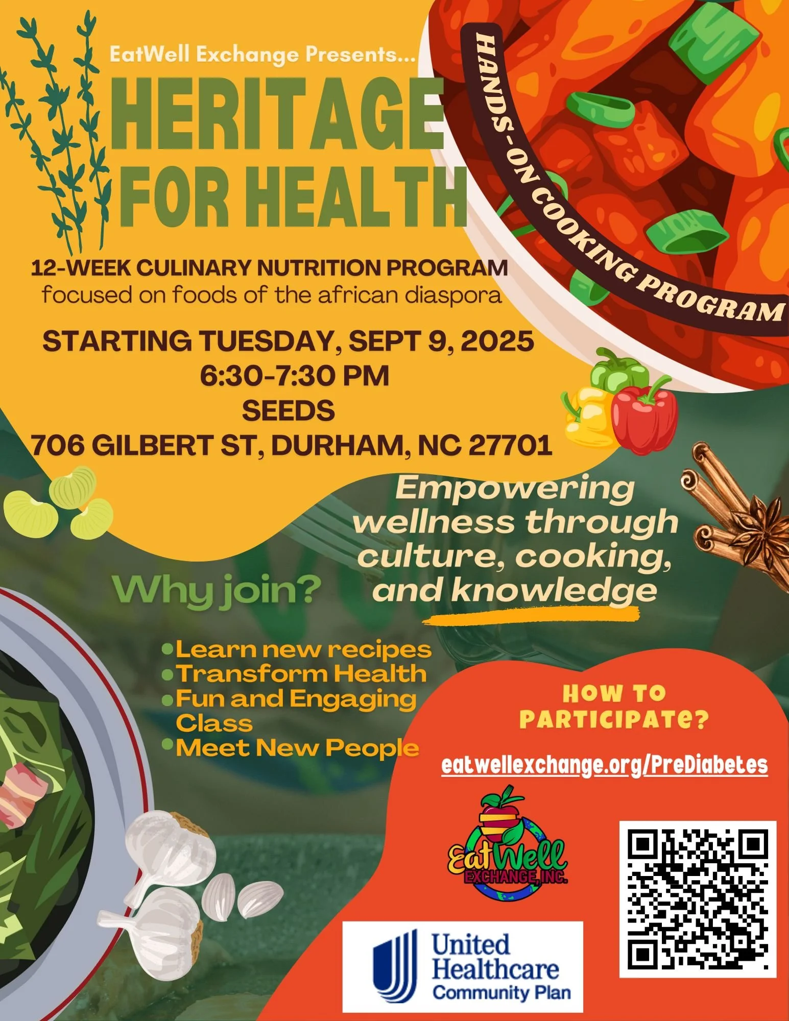 Heritage for Health - 12 Week Culinary Program Starts!