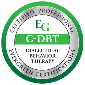 Certification badge for dialectical behavior therapy from Certified Professional Evergreen Certifications.