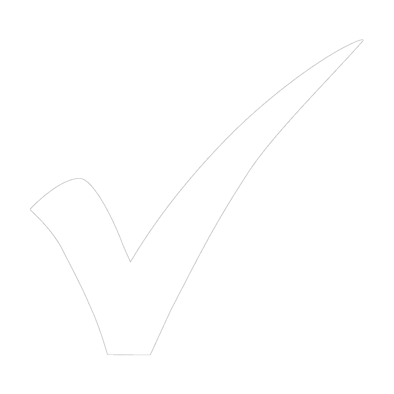 A large white checkmark on a black background.