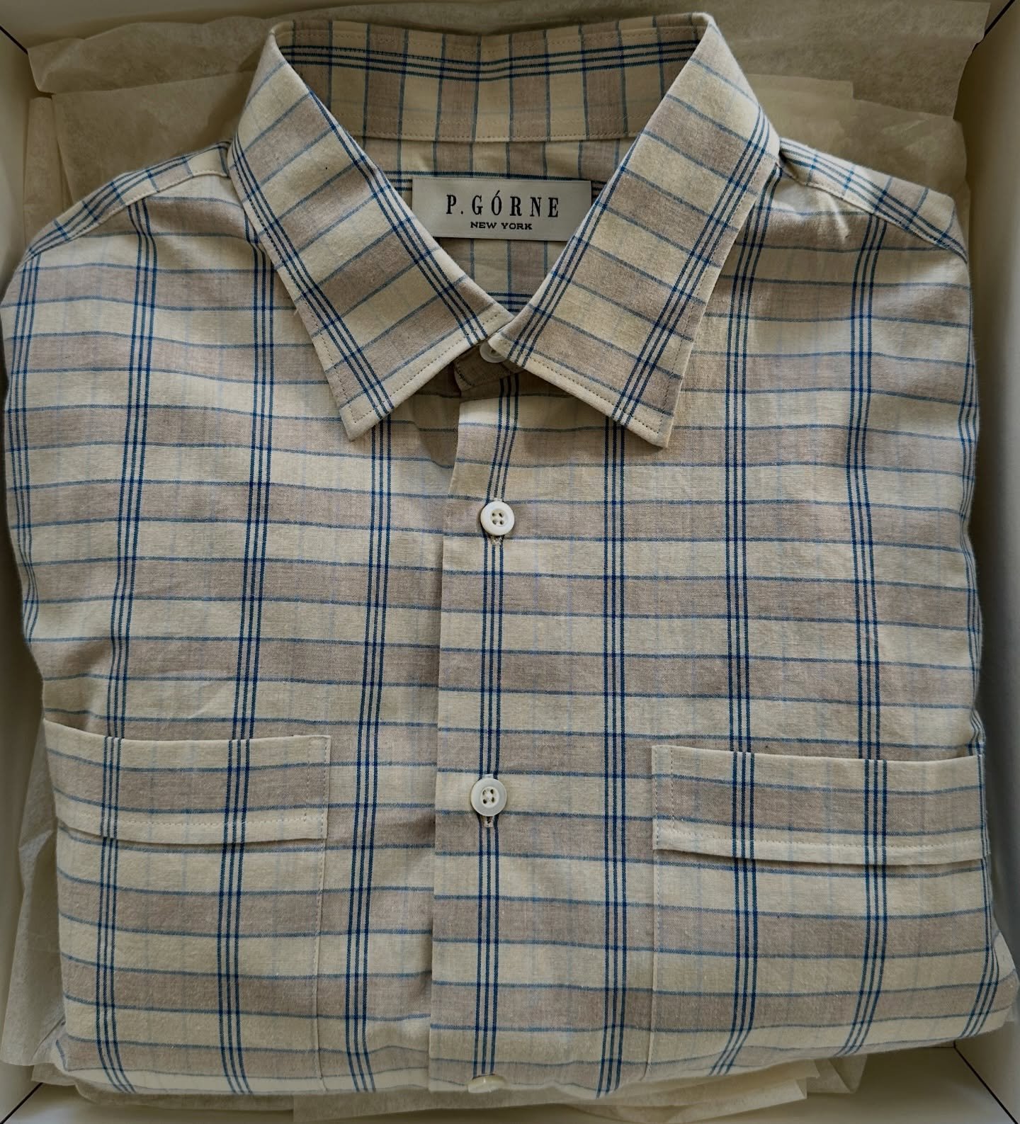~ P.G&Oacute;RNE ~ 
~ Double Pocket Casual Shirt hand made in New York City 
~ 100% cotton dead stock fabric from Japan