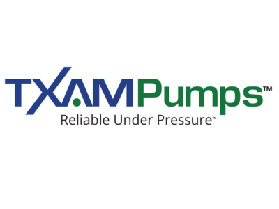 Logo of TXAMP Pumps with the slogan 'Reliable Under Pressure'