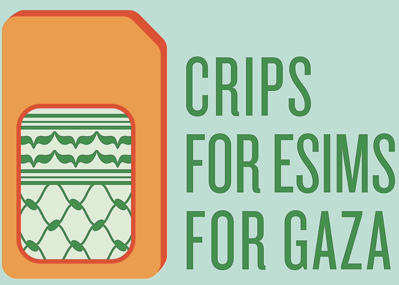 Crips for eSims for Gaza logo showing a stylized phone and a keffiyeh.