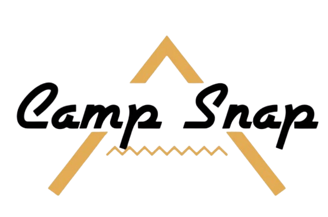 A logo featuring the words 'Camp Shop' with stylized text and a triangular tent illustration in the background.