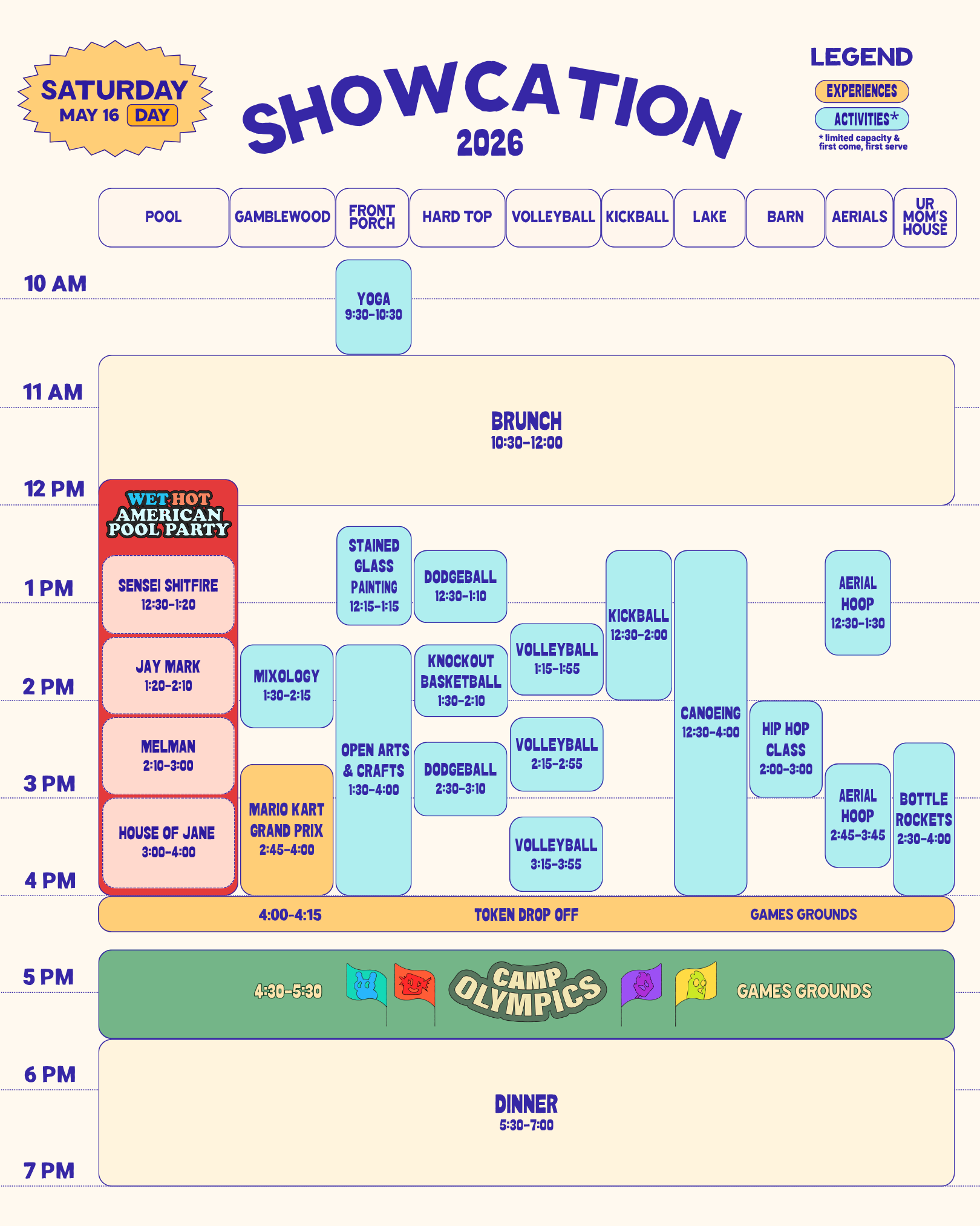 Showcation 2026 Saturday Day Schedule