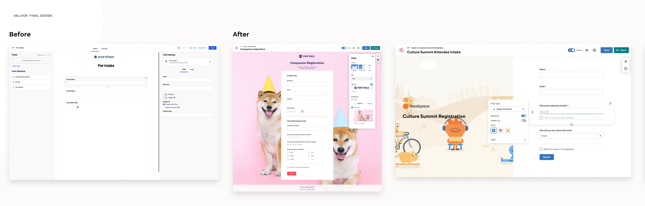 Before and Final design