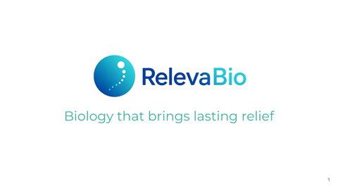 RelevaBio logo with the slogan 'Biology that brings lasting relief' on a white background.